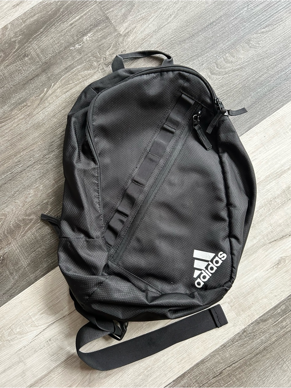 adidas Black Men's Sling Backpack with White Logo